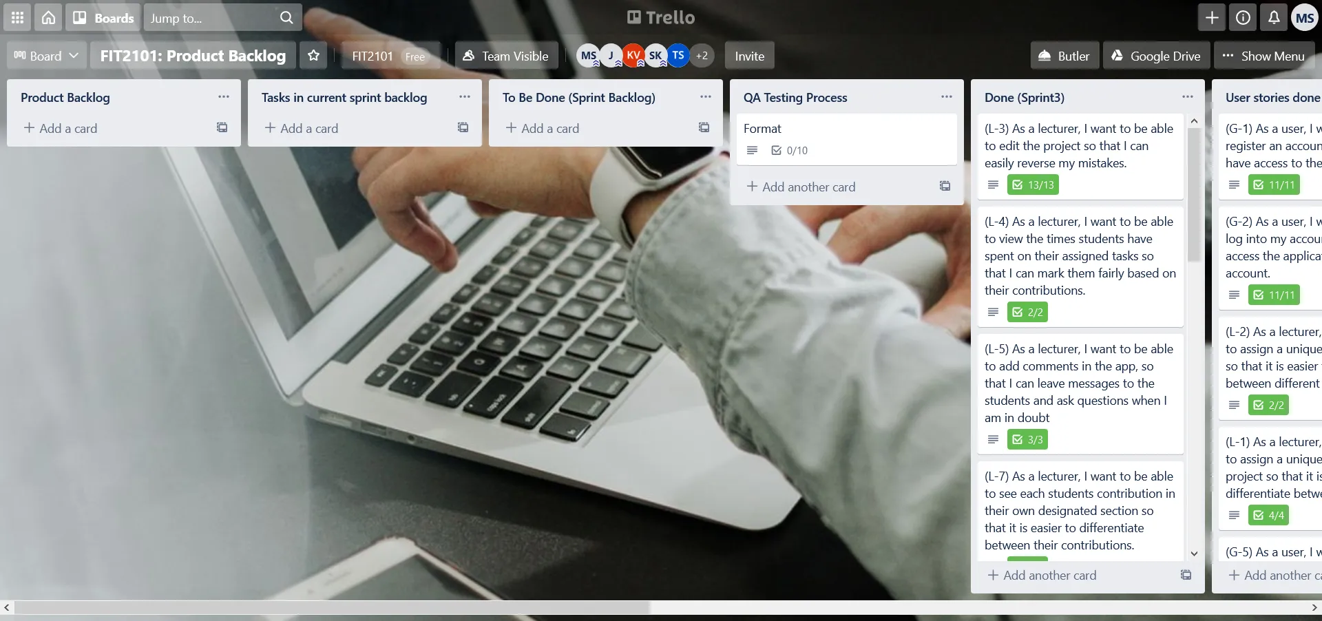 Picture of finished trello board